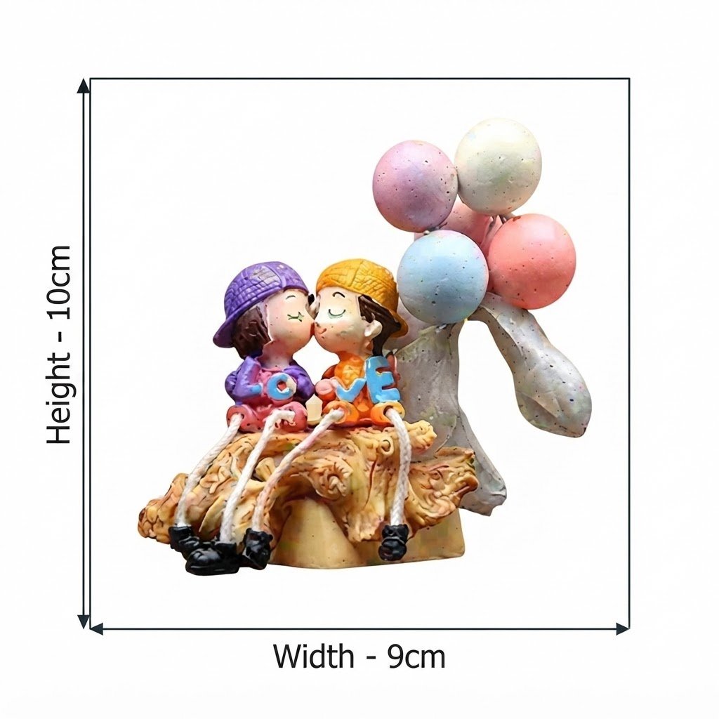 9293 ( Romantic Love Couple with Balloons Hanging Legs Showpiece ) - Image 2