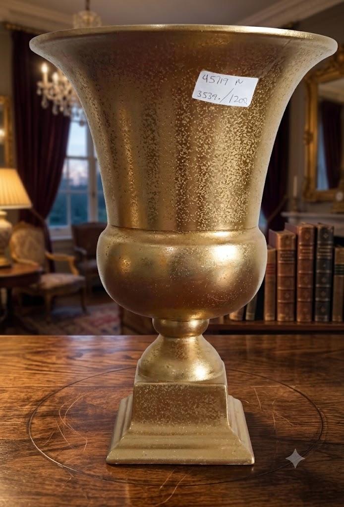 9527 ( Royal Gold Trumpet Metal Decorative Urn Vase )