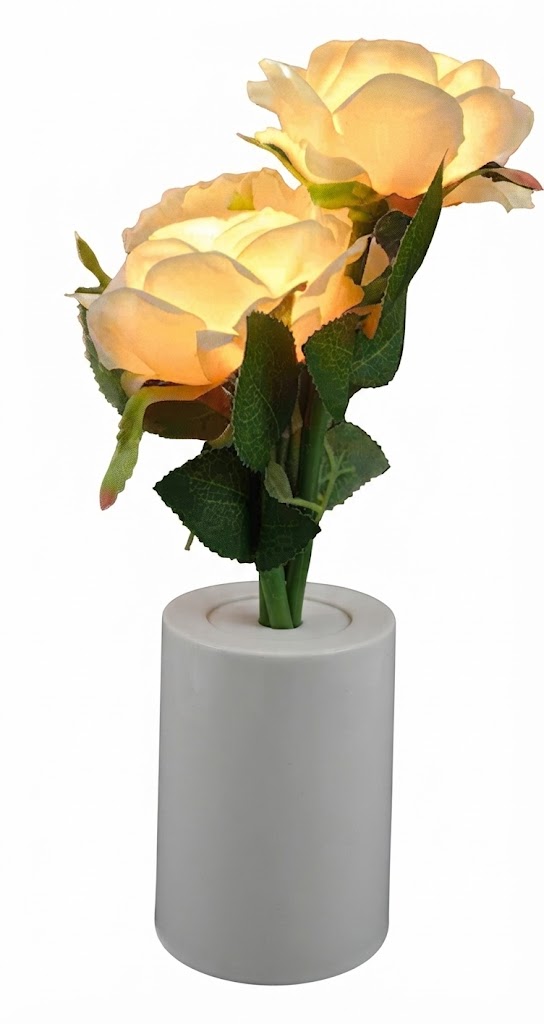 ( 961 LED Rose ) Flower Night Lamp with Decorative Vase - Image 2