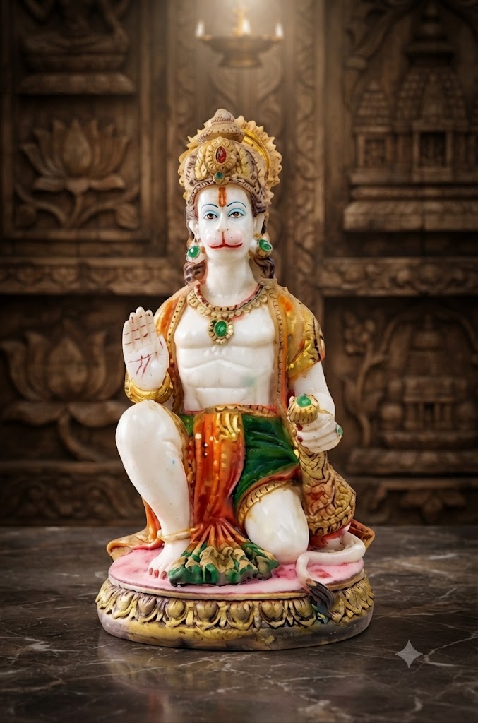 A HANUMAN 708 ( Divine Blessing Hanuman Ji Marble Finish Idol )