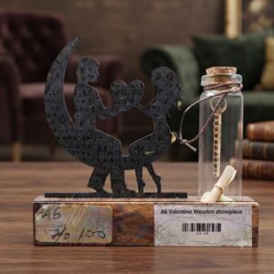 A6 ( Romantic Couple Wooden Showpiece with Message Bottle )