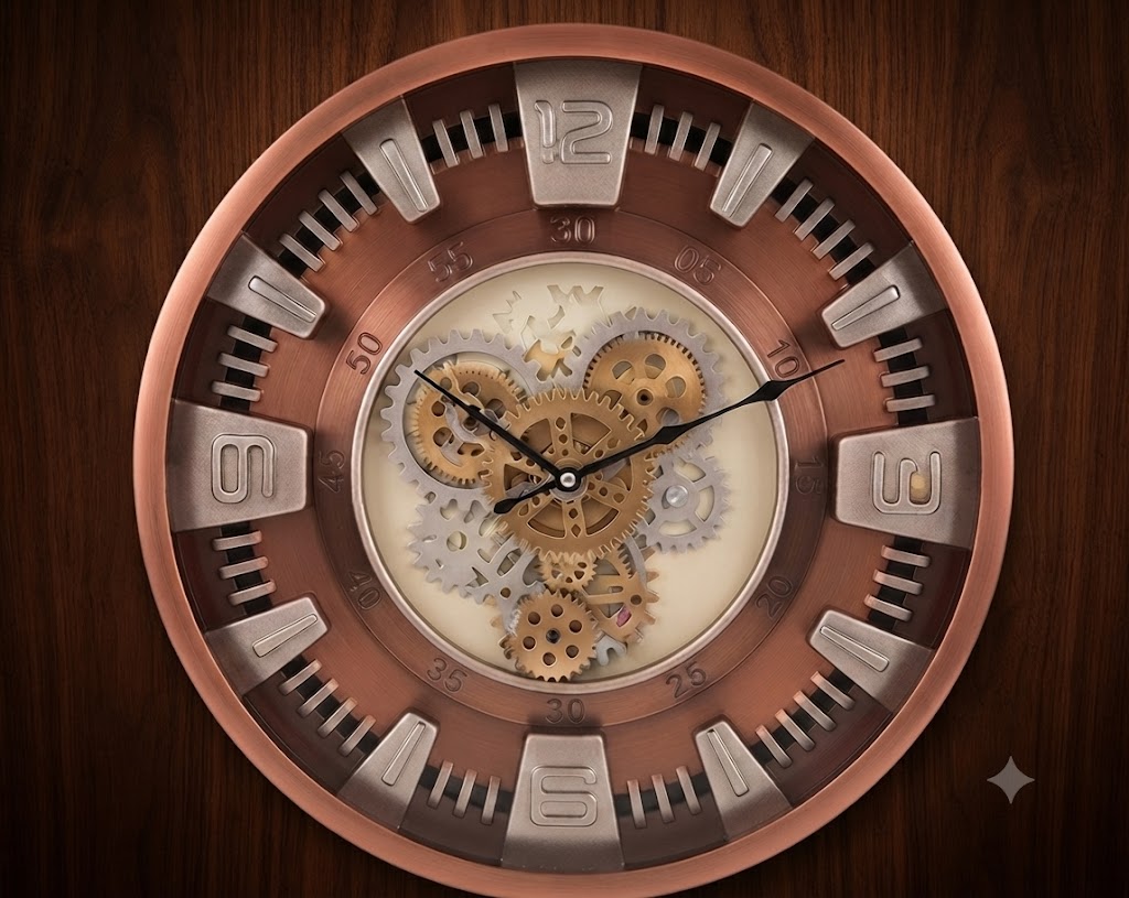 AQ99SW ( Modern Industrial Copper Gear Wall Clock )