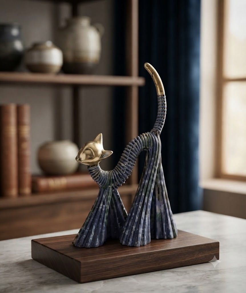 AR1848 ( Modern Blue Metal Cat Showpiece ) 24PCS CTN