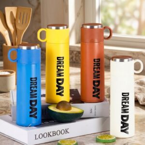 AR3385 ( Dream Day Vacuum Insulated Stainless Steel Flask Bottle with Cup Lid ) (  80pcs/Ctn )