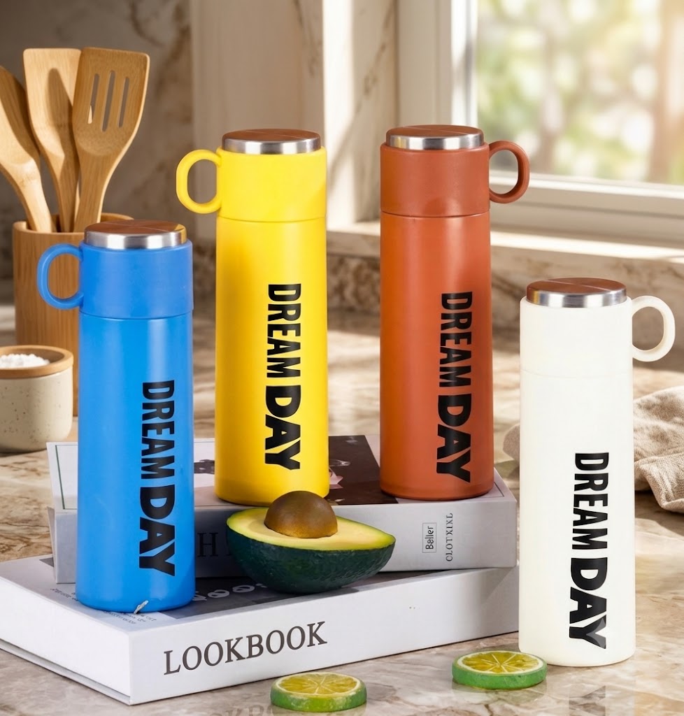 AR3385 ( Dream Day Vacuum Insulated Stainless Steel Flask Bottle with Cup Lid ) ( 80pcs/Ctn )