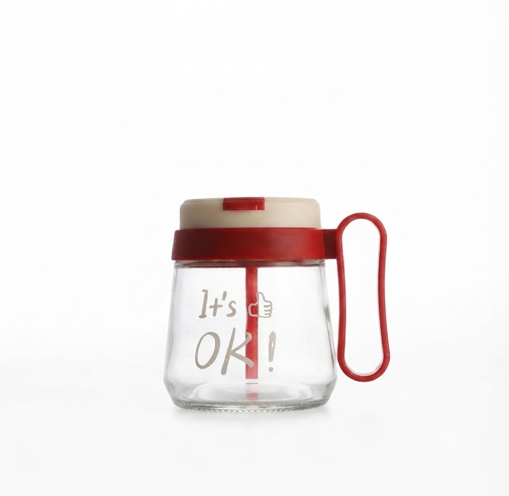 AR3387 ( It's OK Glass Sipper Mug with Handle & Straw ) ( 60PCS/CTN ) - Image 2