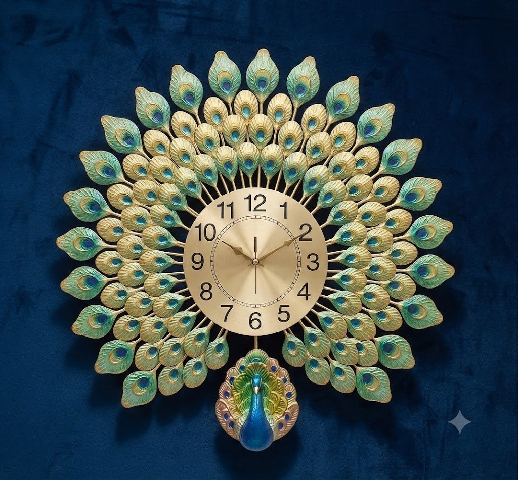 AR4696 ( Luxury Golden Peacock Feather Designer Wall Clock ) PCS CTN10