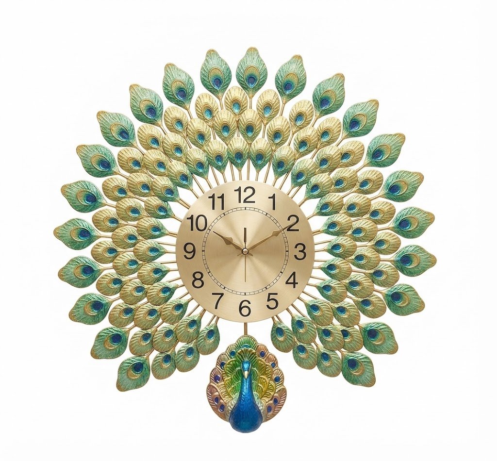 AR4696 ( Luxury Golden Peacock Feather Designer Wall Clock ) PCS CTN10 - Image 2