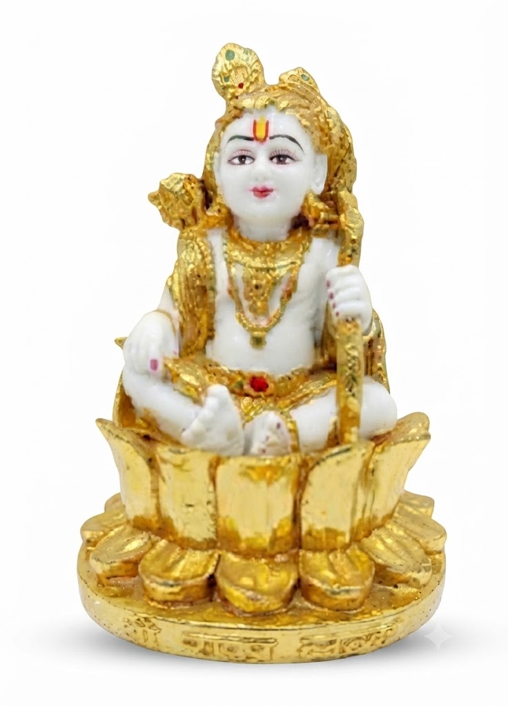 AW 1390 ( Handcrafted Bal Gopal on Lotus Decorative Idol ) - Image 2