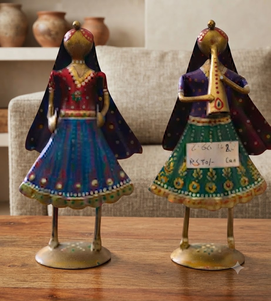 C-66 ( Handcrafted Rajasthani Folk Musician Metal Showpiece Set )