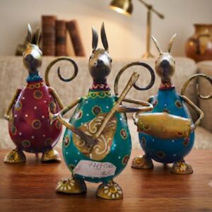 C-71 ( Handcrafted Musical Rabbit Trio Metal Showpiece Set )
