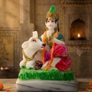 COw Krishna  ( Handcrafted Lord Krishna with Sacred Cow Idol )