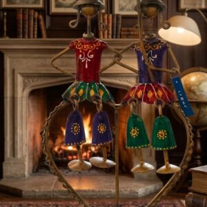 DV DOLL ( Handcrafted Romantic Couple on Bicycle Metal Showpiece with Umbrella )