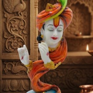 FACE KRISNA ( Handcrafted Lord Krishna Face Idol with Peacock Feather )