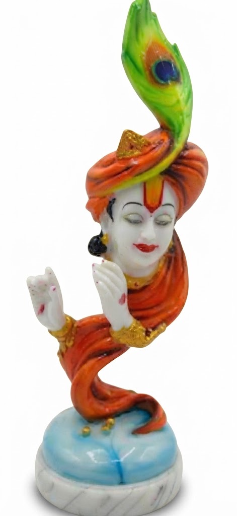 FACE KRISNA ( Handcrafted Lord Krishna Face Idol with Peacock Feather ) - Image 2