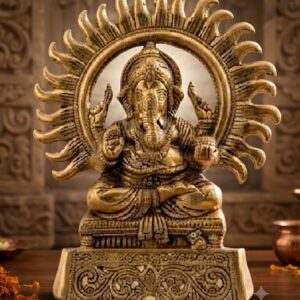 Ganesh ji Handcrafted Lord Ganesha Idol with Sun Halo