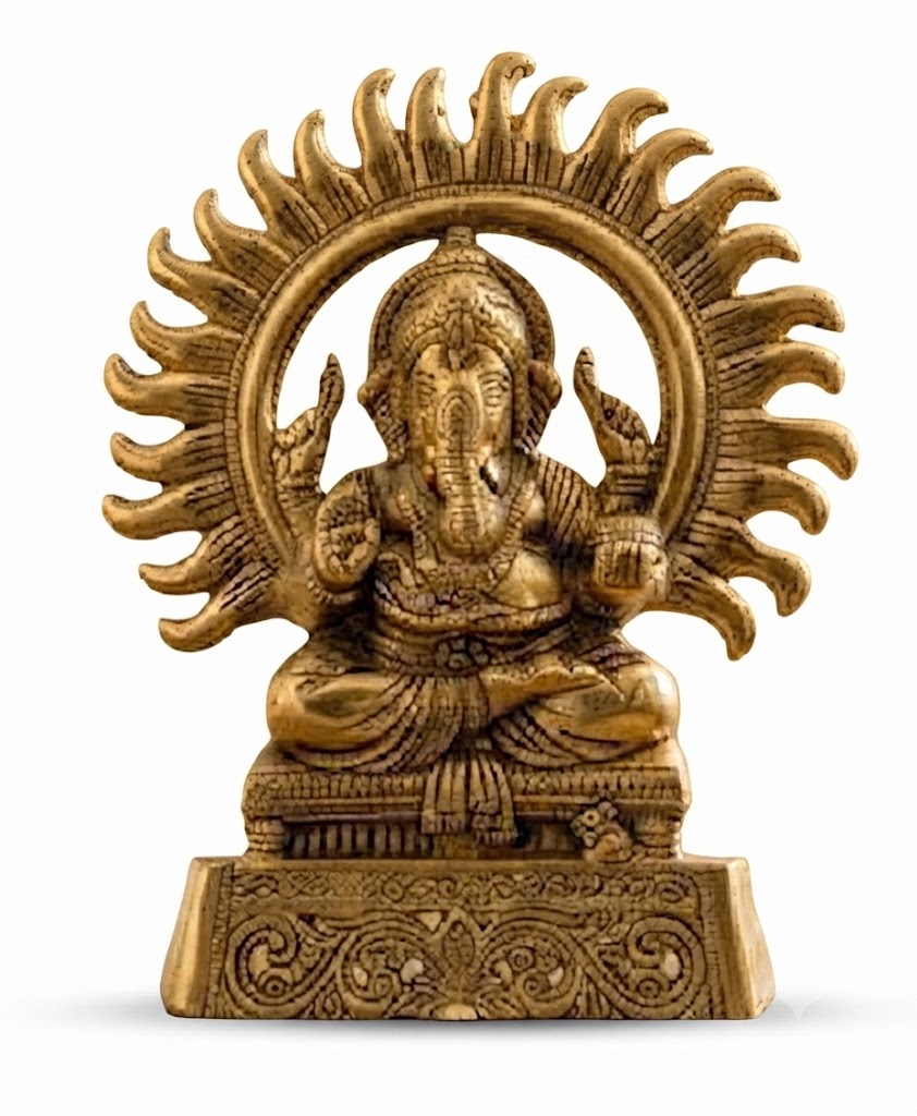 Ganesh ji Handcrafted Lord Ganesha Idol with Sun Halo - Image 2