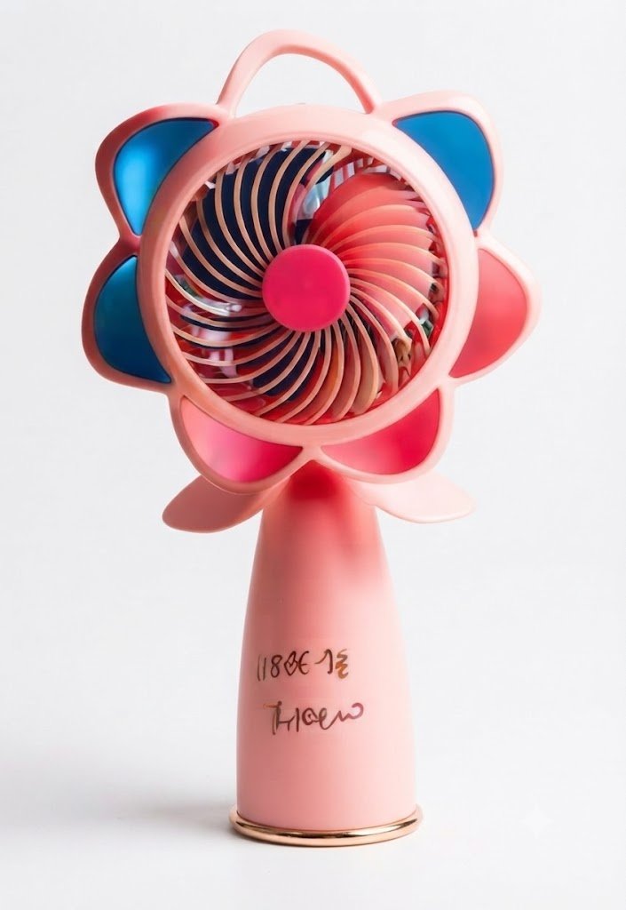 HQ66-28 ( Flower Petal Rechargeable Handheld & Desktop Mini Fan – Pink ) - Image 2
