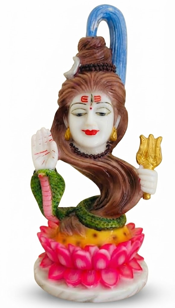 HS 323 ( Handcrafted Lord Shiva Face Idol with Trishul & Lotus Base ) - Image 2