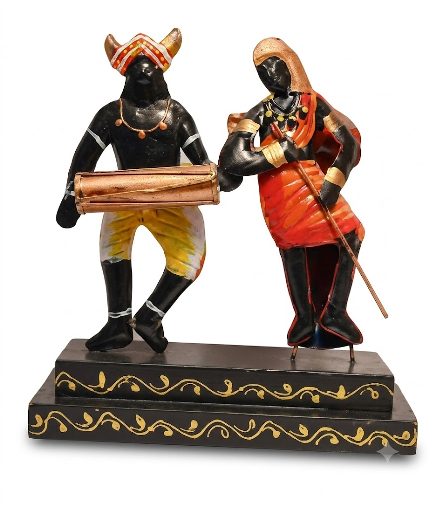 JP-1080 ( Handcrafted Tribal Musician Couple Metal Showpiece ) - Image 2
