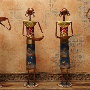 JP-271 ( Handcrafted Rajasthani Village Women Metal Figurine Set – Traditional Folk Art Showpiece (Set of 4) )