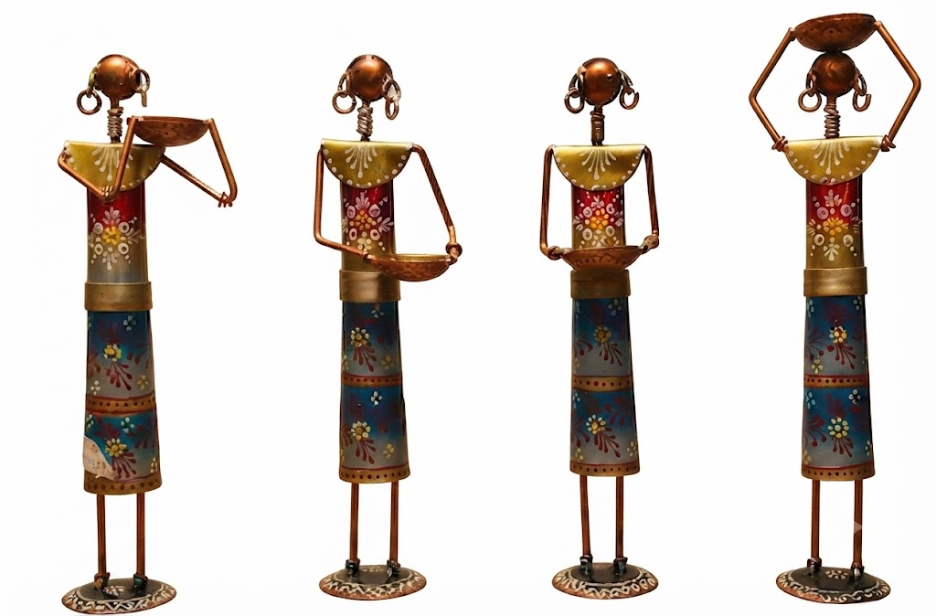 JP-271 ( Handcrafted Rajasthani Village Women Metal Figurine Set – Traditional Folk Art Showpiece (Set of 4) ) - Image 2