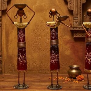 JP-360 ( Handcrafted Rajasthani Village Women Metal Figurine Set – Traditional Folk Art Décor (Set of 4) )