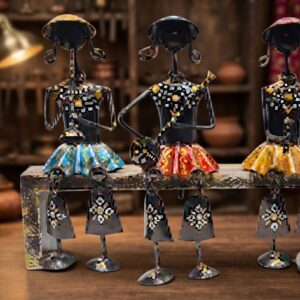 JP-376  ( Handcrafted Metal Tribal Musician Bench Showpiece )