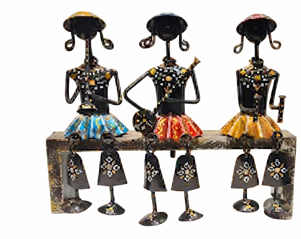 JP-376 ( Handcrafted Metal Tribal Musician Bench Showpiece ) - Image 2