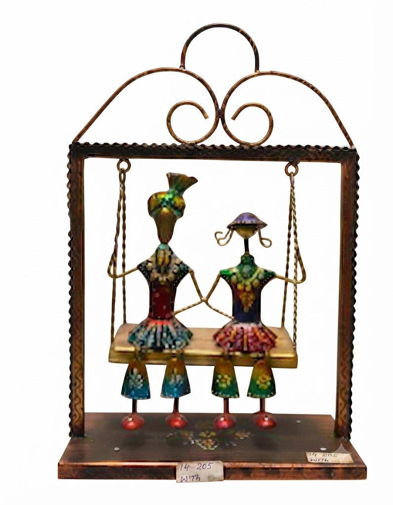 JP-382 ( Handcrafted Metal Couple on Swing Showpiece ) - Image 2
