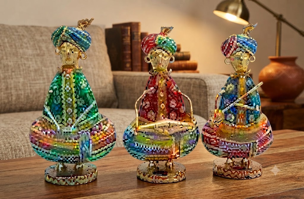JP432 ( Handcrafted Rajasthani Musical Trio Metal Showpiece Set )