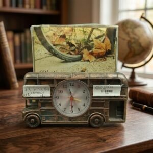 JX1022 ( Vintage Double Decker Bus Photo Frame with Analog Clock )