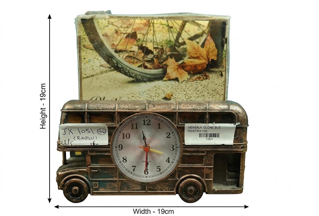 JX1022 ( Vintage Double Decker Bus Photo Frame with Analog Clock ) - Image 2