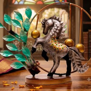 Jp-433 ( Handcrafted Running Horse Metal Table Décor Showpiece )