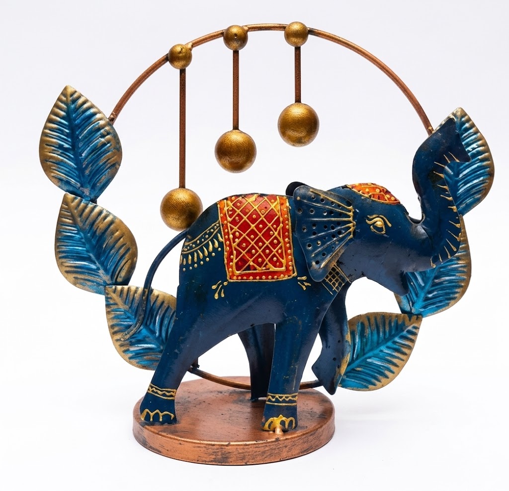 Jp-439 ( Handcrafted Royal Blue Elephant Metal Table Décor Showpiece ) - Image 2