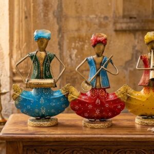 Jp-439  ( Handcrafted Tribal Folk Musicians Metal Showpiece Set of 3 )