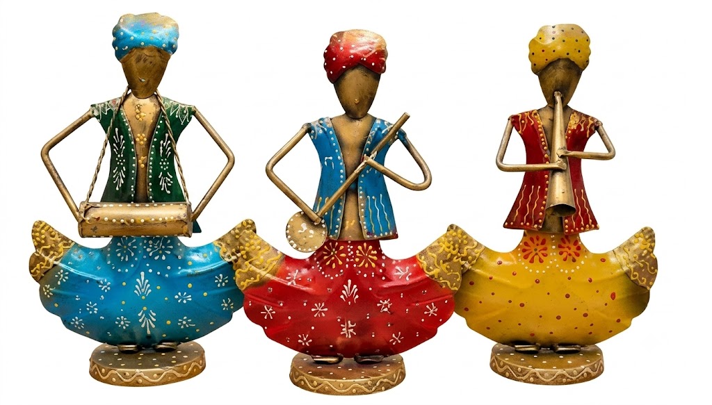 Jp-439 ( Handcrafted Tribal Folk Musicians Metal Showpiece Set of 3 ) - Image 2
