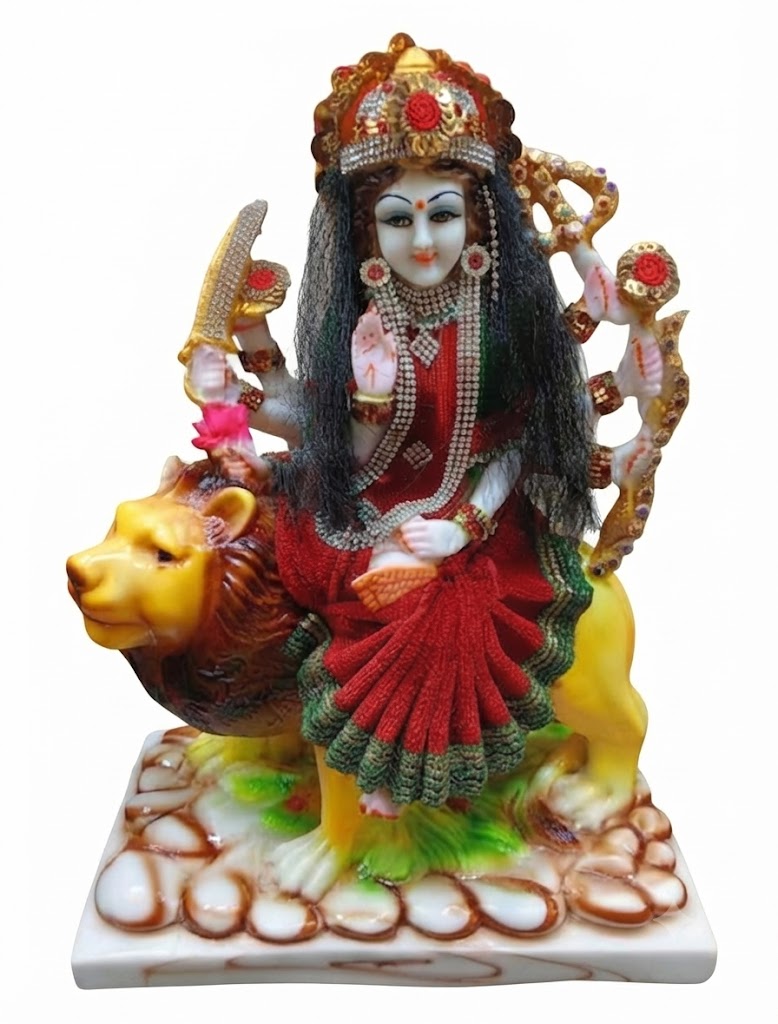 MATA 752 ( Handcrafted Maa Durga Idol on Lion with Designer Dress ) - Image 2