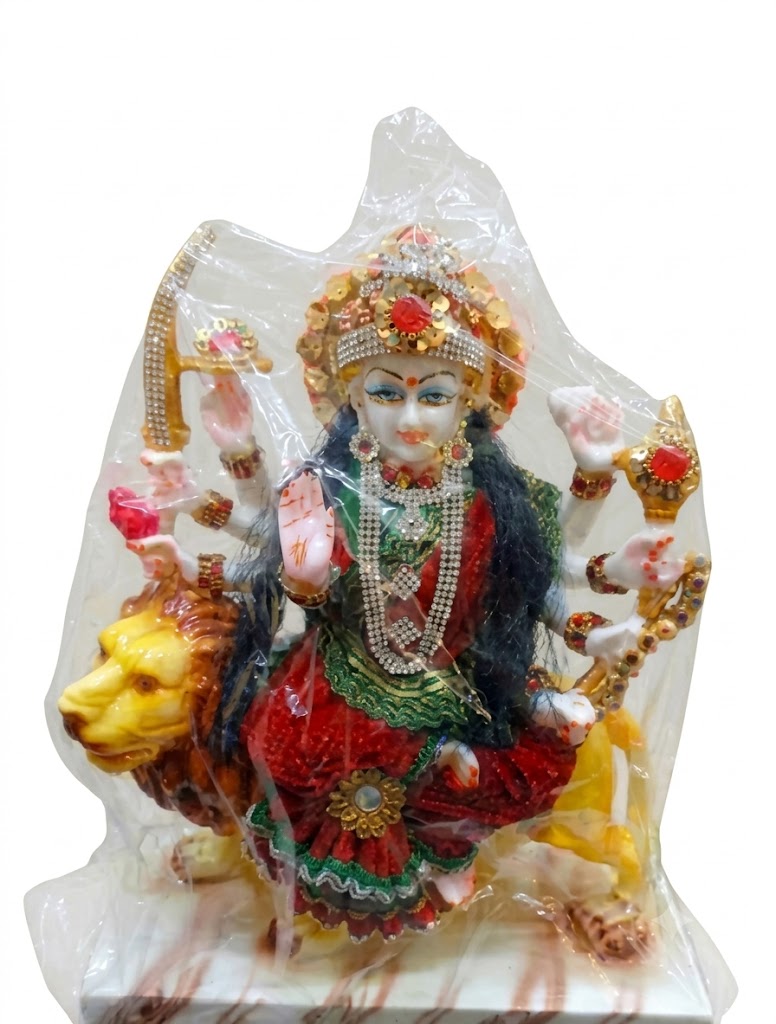 MATA 763 ( Handcrafted Maa Durga Idol on Lion with Designer Dress ) - Image 2