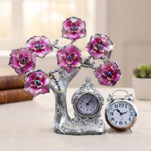 ( Model clock ) Elegant Pink Blossom Tree Desk Clock Showpiece