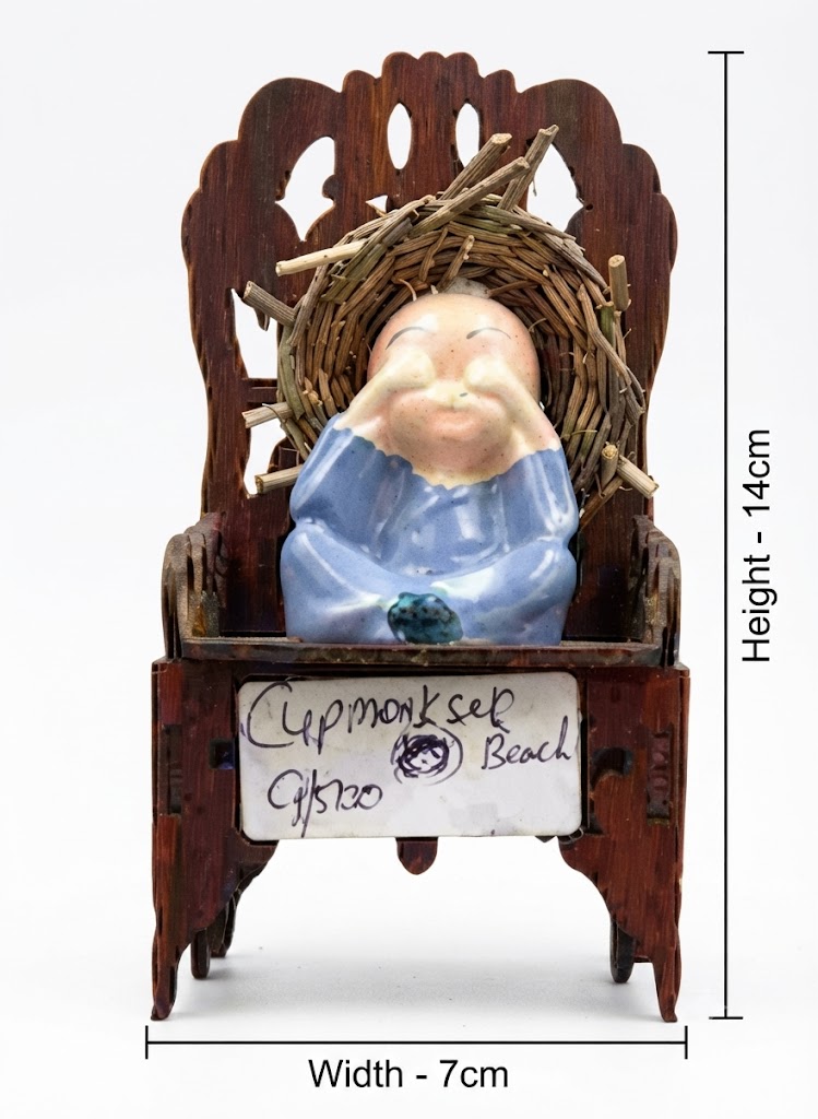 See No Evil Monk on Wooden Chair Showpiece - Image 2