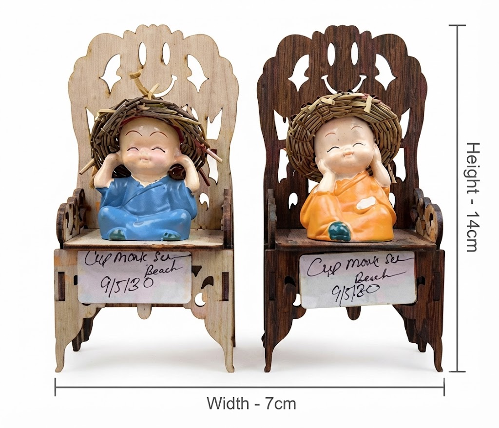 Hear No Evil Monk on Wooden Chair Showpiece - Image 2