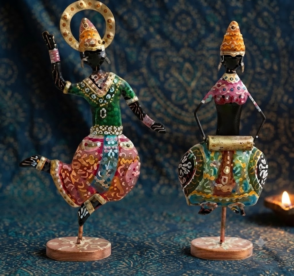 NDT ( Handcrafted Tribal Folk Dancer Couple Metal Sculpture )