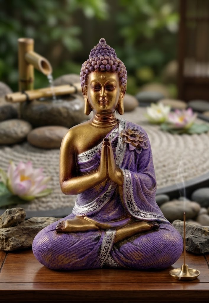 NO 14192 ( Premium Meditating Buddha Statue with Purple Robe )