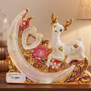 PJ5981 ( Golden Deer on Crescent Moon Decorative Showpiece )