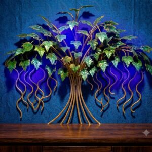 Luxury LED Bonsai Tree Table Lamp with Metal Leaves