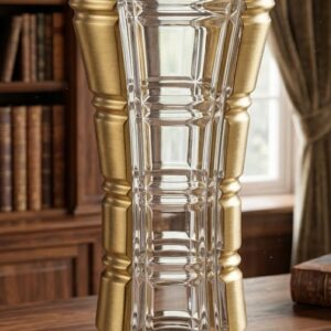 Luxury Crystal Glass Flower Vase with Gold Accent