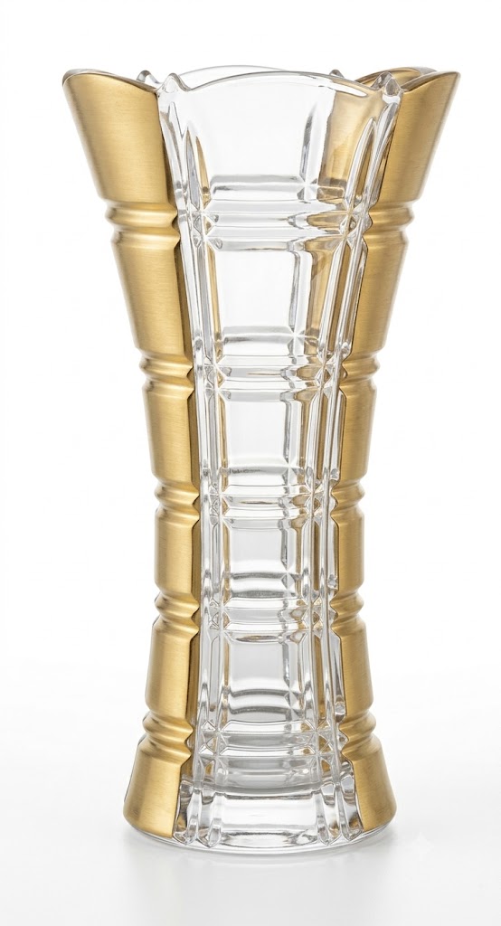 Luxury Crystal Glass Flower Vase with Gold Accent - Image 2