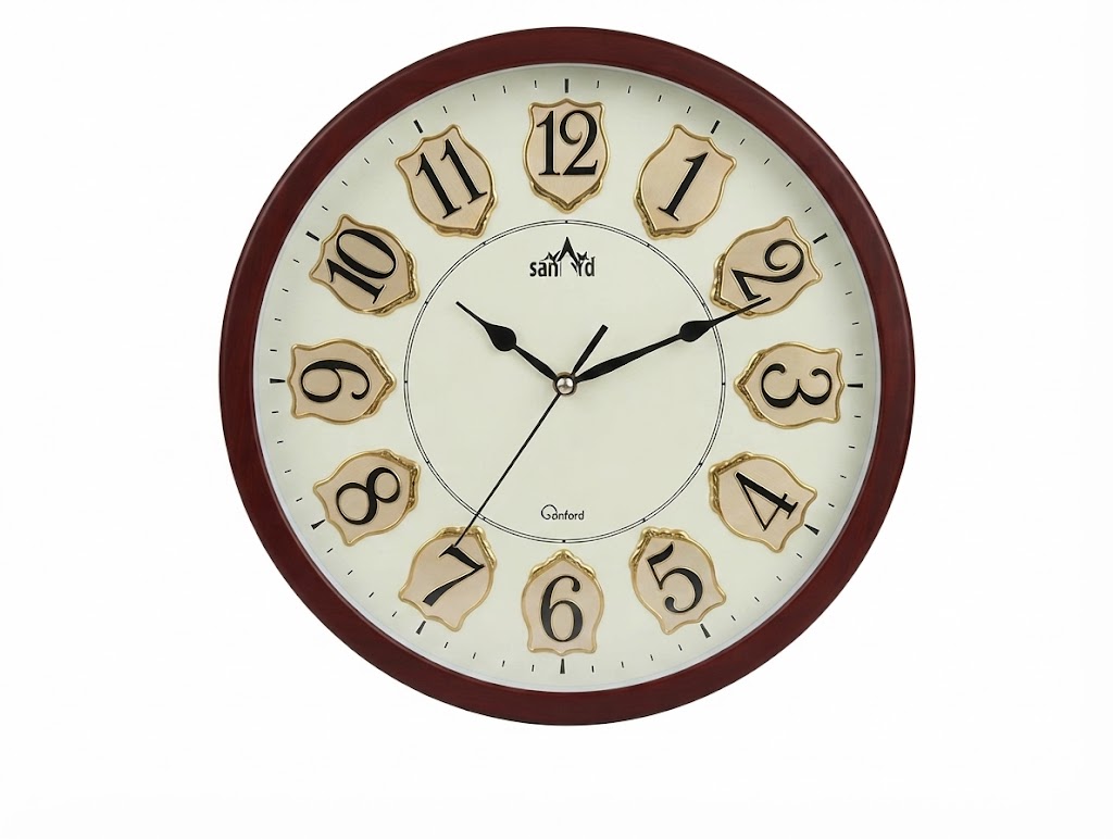 Classic Premium Round Wall Clock with Embossed Gold Numerals - Image 2