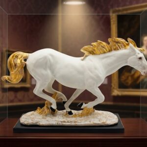 RUNNIG HORSE WHITE  ( Premium White Running Horse Showpiece with Golden Mane )